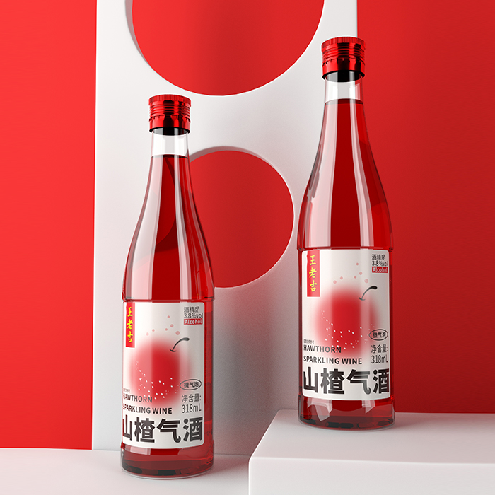 王老吉-山楂酒玻璃瓶标签